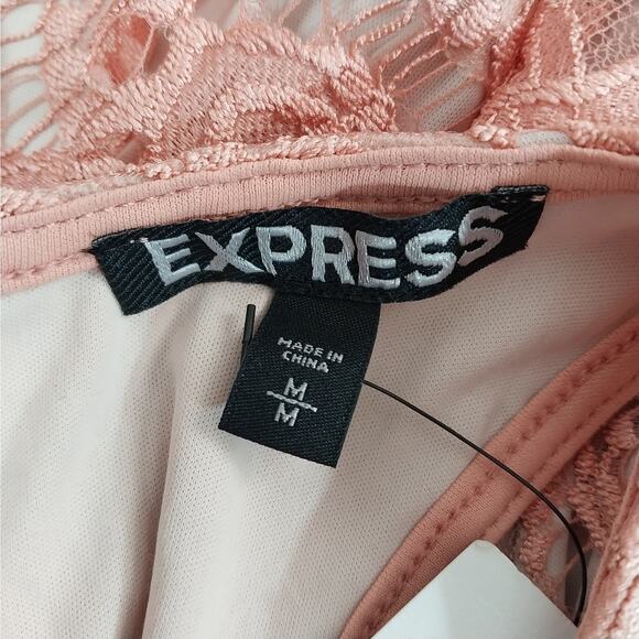 NWT@$70! EXPRESS! SWEET DUSTY MELON PINK LACE SHIFT DRESS, SLEEVELESS! SZ M - Picture 8 of 10